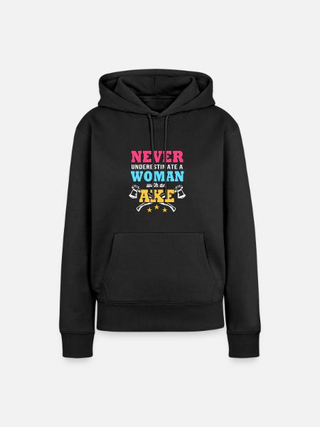 Axt Wurf - Frauen Premium Bio Hoodie - Schwarz