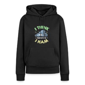 Antenne radio amateur - Sweat à capuche Premium bio Femme - noir - Devant - Julia (174cm)