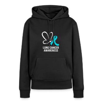 Poumon survivant du cancer du poumon - Sweat à capuche Premium bio Femme - noir - Devant - Julia (174cm)