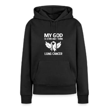Cancer du poumon - Sweat à capuche Premium bio Femme - noir - Devant - Julia (174cm)