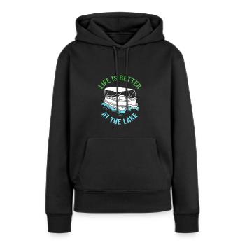 Bateau ponton Bateau Bateaux - Sweat à capuche Premium bio Femme - noir - Devant - Julia (174cm)
