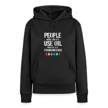 Huile essentielle - Sweat à capuche Premium bio Femme - noir - Devant - Julia (174cm)
