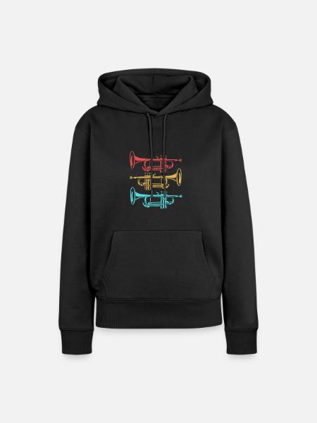Posaune - Frauen Premium Bio Hoodie - Schwarz