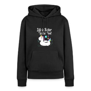 Pool Party - Frauen Premium Bio Hoodie - Schwarz - Vorne - Julia (174cm)