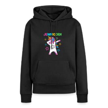 Hanoucca - Sweat à capuche Premium bio Femme - noir - Devant - Julia (174cm)