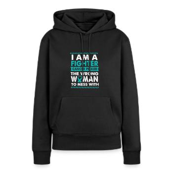 Cancer de l’ovaire Cancer survivant Cancer - Sweat à capuche Premium bio Femme - noir - Devant - Julia (174cm)