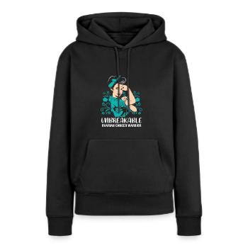 Cancer de l’ovaire Cancer survivant Cancer - Sweat à capuche Premium bio Femme - noir - Devant - Julia (174cm)