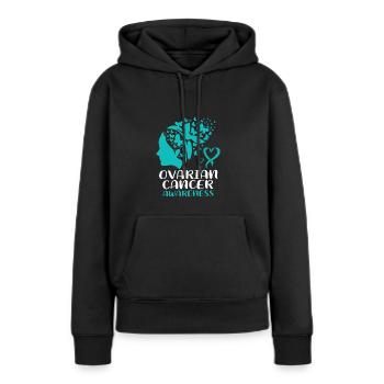 Cancer de l’ovaire Cancer survivant Cancer - Sweat à capuche Premium bio Femme - noir - Devant - Julia (174cm)