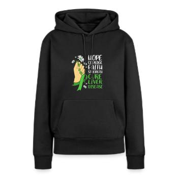 Maladie du foie - Sweat à capuche Premium bio Femme - noir - Devant - Julia (174cm)