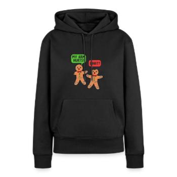 bonhomme en pain d’épice Coeur en pain d’épice Snacking en pain d’épice - Sweat à capuche Premium bio Femme - noir - Devant - Julia (174cm)