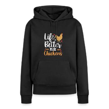 Poulet Volaille - Sweat à capuche Premium bio Femme - noir - Devant - Julia (174cm)