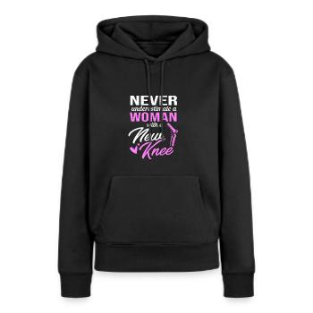Chirurgie du genou - Sweat à capuche Premium bio Femme - noir - Devant - Julia (174cm)