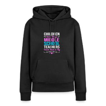 Enseignants de collège - Sweat à capuche Premium bio Femme - noir - Devant - Julia (174cm)