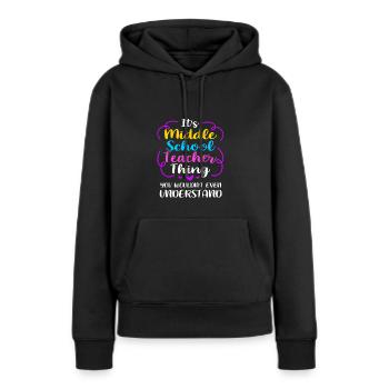 Enseignants de collège - Sweat à capuche Premium bio Femme - noir - Devant - Julia (174cm)
