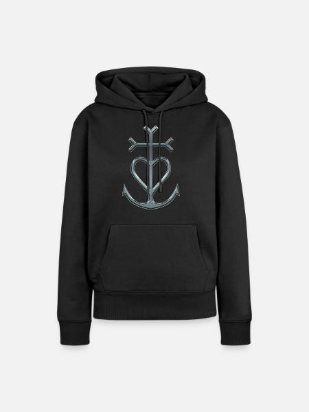 Croix de Camargue croix des gardiens - Sweat à capuche Premium bio Femme - noir