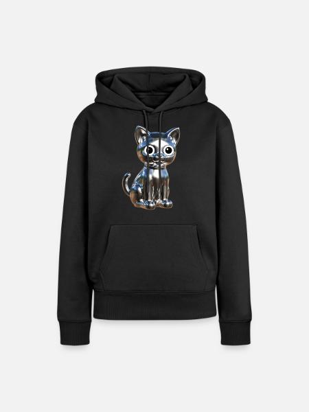 Metallic Chrom Elegance - Frauen Premium Bio Hoodie - Schwarz