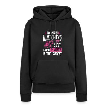 Je ne regarde que le football américain - Sweat à capuche Premium bio Femme - noir - Devant - Julia (174cm)