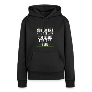 Je suis à cause de la nourriture ici - Sweat à capuche Premium bio Femme - noir - Devant - Julia (174cm)