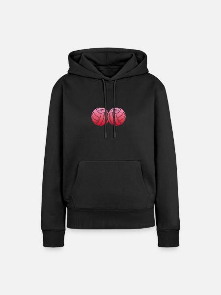 Zwei Rosa Volleyball - Frauen Premium Bio Hoodie - Schwarz
