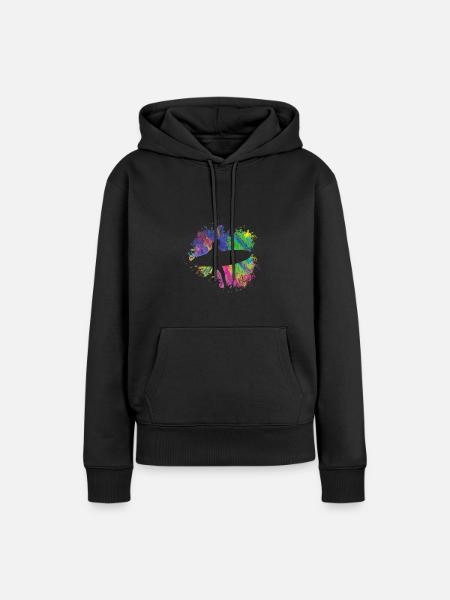 Sommersurfer Mit Brett - Frauen Premium Bio Hoodie - Schwarz