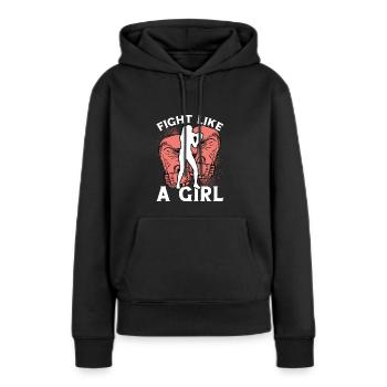 Combattez comme une fille - Sweat à capuche Premium bio Femme - noir - Devant - Julia (174cm)