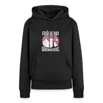 Fräulein Wandervoll - Frauen Premium Bio Hoodie - Schwarz - Vorne - Julia (174cm)
