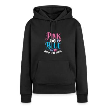 Pensez rose ou bleu ou clin d’œil - Sweat à capuche Premium bio Femme - noir - Devant - Julia (174cm)