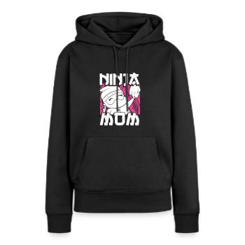 Maman ninja mignonne - Sweat à capuche Premium bio Femme - noir - Devant - Julia (174cm)
