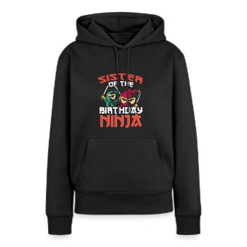 Soeur du ninja d’anniversaire - Sweat à capuche Premium bio Femme - noir - Devant - Julia (174cm)
