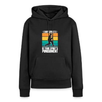 Mon sport est votre punition sportive - Sweat à capuche Premium bio Femme - noir - Devant - Julia (174cm)