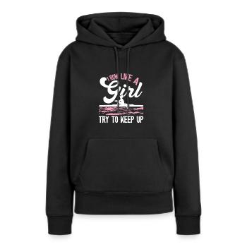 I row like a girl - Women’s Premium Organic Hoodie - black - Front - Julia (174cm)