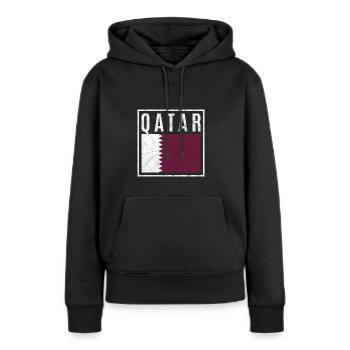 Qatar - Sweat à capuche Premium bio Femme - noir - Devant - Julia (174cm)