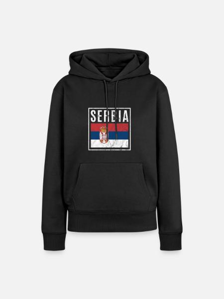 Serbien - Frauen Premium Bio Hoodie - Schwarz