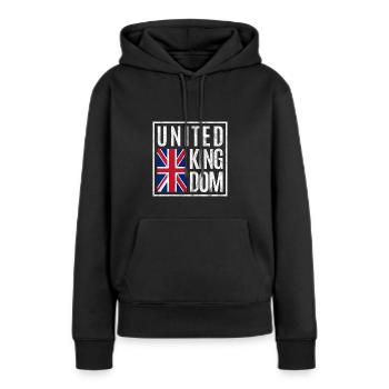 Großbritannien - Frauen Premium Bio Hoodie - Schwarz - Vorne - Julia (174cm)