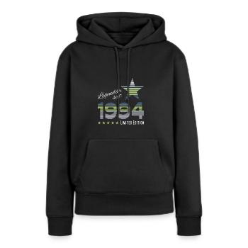 1994 geboren | Geburtstag | B-day | Spruch Legende - Frauen Premium Bio Hoodie - Schwarz - Vorne - Julia (174cm)