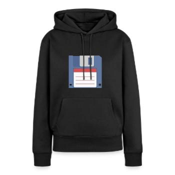Disquette 3 5 pouces avant de la disquette - Sweat à capuche Premium bio Femme - noir - Devant - Julia (174cm)