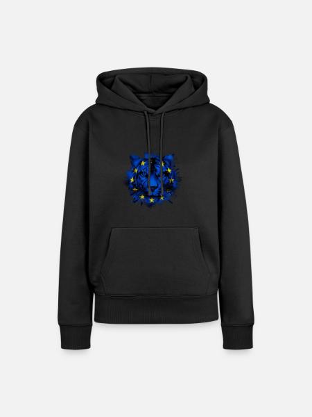 Unione Europea - Felpa con cappuccio ecologica premium da donna - nero