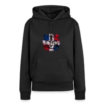 République dominicaine - Sweat à capuche Premium bio Femme - noir - Devant - Julia (174cm)