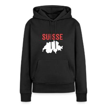 Schweiz Schweizer Schweizerdeutsch - Frauen Premium Bio Hoodie - Schwarz - Vorne - Julia (174cm)