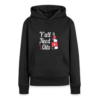 Huile essentielle - Sweat à capuche Premium bio Femme - noir - Devant - Julia (174cm)