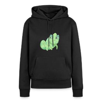 Grünes Chameleon - Frauen Premium Bio Hoodie - Schwarz - Vorne - Julia (174cm)