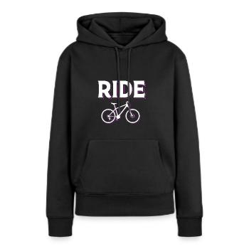 Mountainbike Mountainbiken Mountainbiker - Frauen Premium Bio Hoodie - Schwarz - Vorne - Julia (174cm)
