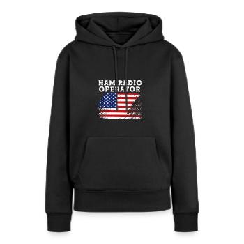 Antenne radio amateur - Sweat à capuche Premium bio Femme - noir - Devant - Julia (174cm)