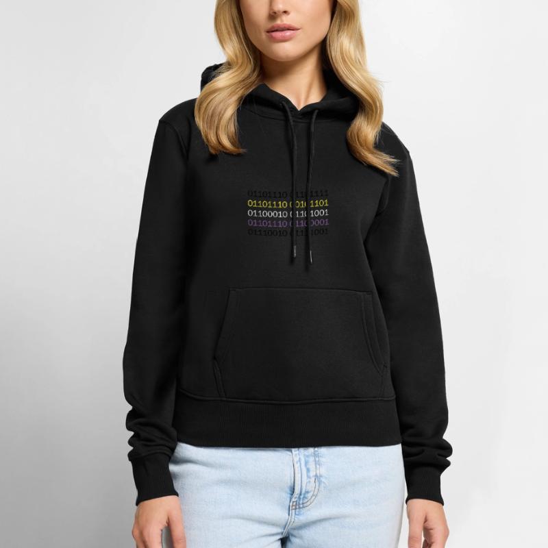 NON-BINARY en code binaire Sweat à capuche Premium bio Femme