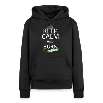 Les feux d'artifice du Nouvel An Pyro Keep Calm - Sweat à capuche Premium bio Femme - noir - Devant - Julia (174cm)