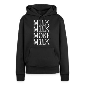 Lait Amateurs de lait - Sweat à capuche Premium bio Femme - noir - Devant - Julia (174cm)