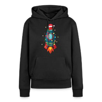 Idée de cadeau de vacances de Noël cool fusée spatiale - Sweat à capuche Premium bio Femme - noir - Devant - Julia (174cm)