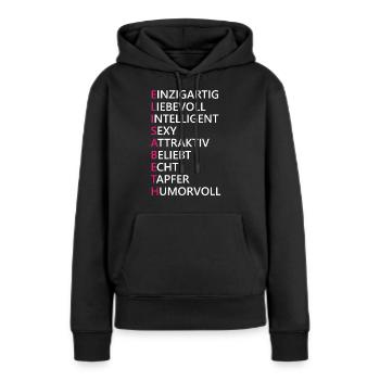 Elisabeth Name Geschenk - Frauen Premium Bio Hoodie - Schwarz - Vorne - Julia (174cm)