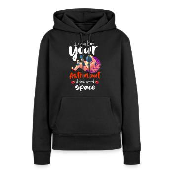 Logo de l’espace Star Spaceman - Sweat à capuche Premium bio Femme - noir - Devant - Julia (174cm)