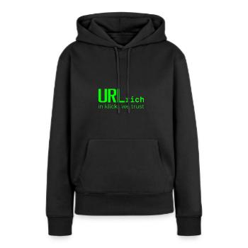 Clics enrichis en URL auxquels nous faisons confiance - Sweat à capuche Premium bio Femme - noir - Devant - Julia (174cm)